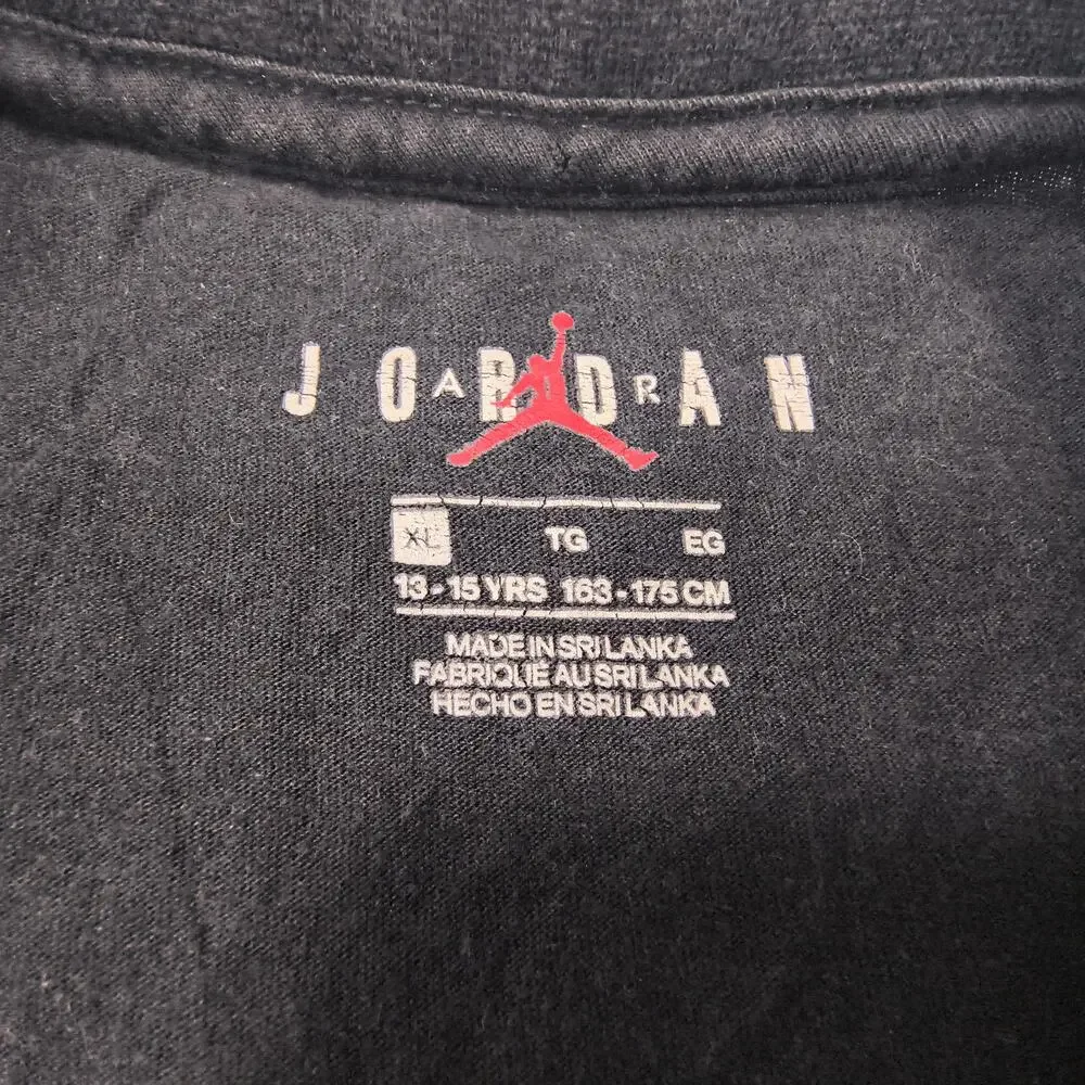 Nike Air Jordan Short Sleeve Graphic Shirt Youth Boys Size Extra Large XL Black